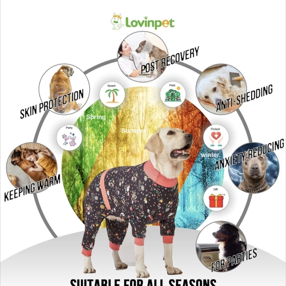 🐾 LovinPet Big Dog Pajamas, Post Surgery Onesie for Large Breed Dogs, M - Picture 4 of 11